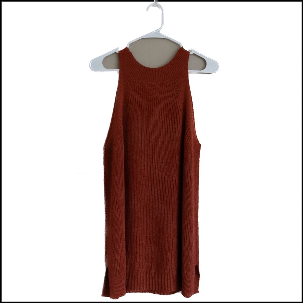 Rust brown knitted sleeveless top